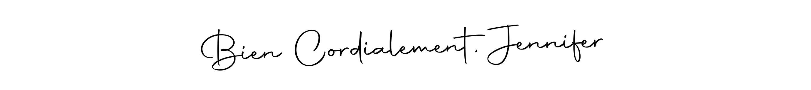 How to make Bien Cordialement, Jennifer name signature. Use Autography-DOLnW style for creating short signs online. This is the latest handwritten sign. Bien Cordialement, Jennifer signature style 10 images and pictures png