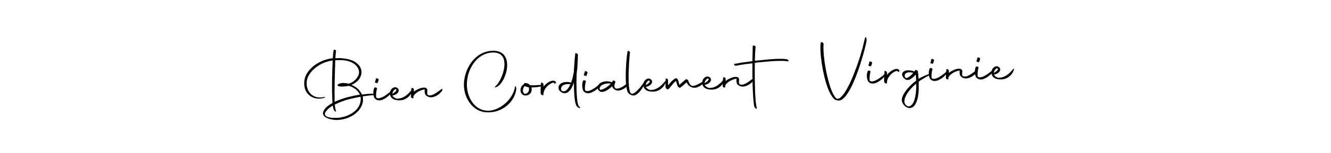 How to make Bien Cordialement Virginie name signature. Use Autography-DOLnW style for creating short signs online. This is the latest handwritten sign. Bien Cordialement Virginie signature style 10 images and pictures png