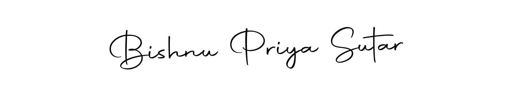 How to make Bishnu Priya Sutar name signature. Use Autography-DOLnW style for creating short signs online. This is the latest handwritten sign. Bishnu Priya Sutar signature style 10 images and pictures png