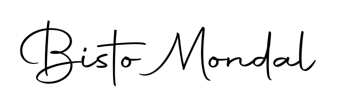 A sleek calligraphic signature for name Bisto Mondal utilizing Autography-DOLnW styling. Great for adding personal signatures to photos and art. Bisto Mondal signature style 10 images and pictures png