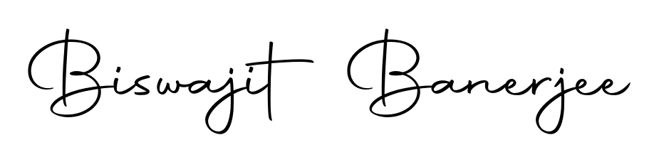 A sleek calligraphic signature for name Biswajit Banerjee utilizing Autography-DOLnW styling. Great for adding personal signatures to photos and art. Biswajit Banerjee signature style 10 images and pictures png