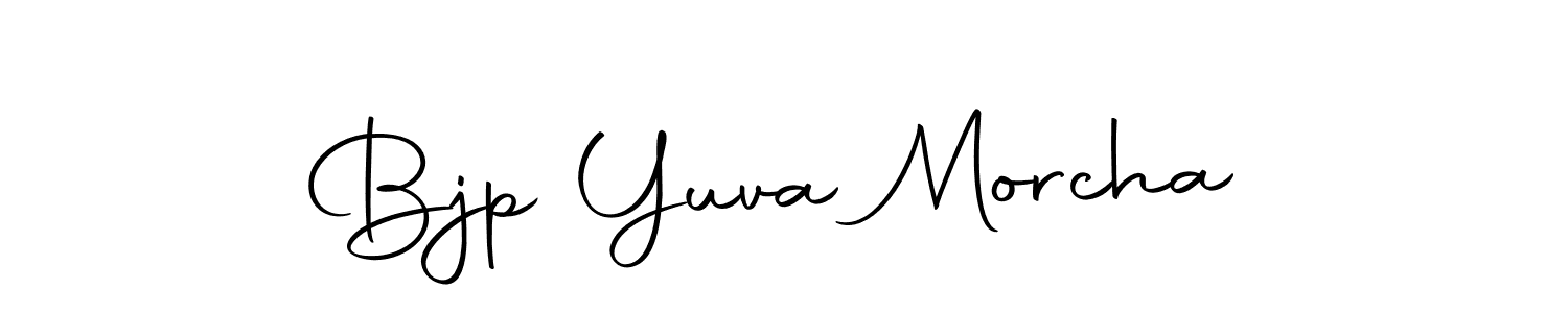How to make Bjp Yuva Morcha name signature. Use Autography-DOLnW style for creating short signs online. This is the latest handwritten sign. Bjp Yuva Morcha signature style 10 images and pictures png