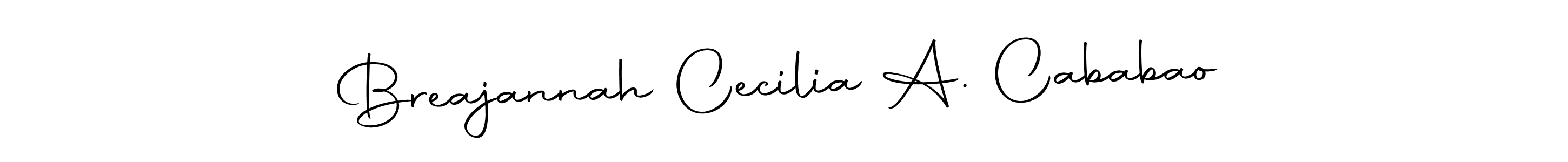 You can use this online signature creator to create a handwritten signature for the name Breajannah Cecilia A. Cababao. This is the best online autograph maker. Breajannah Cecilia A. Cababao signature style 10 images and pictures png
