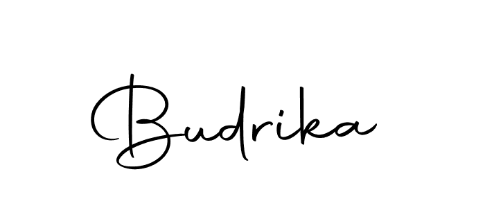 Design your own signature with our free online signature maker. With this signature software, you can create a handwritten (Autography-DOLnW) signature for name Budrika. Budrika signature style 10 images and pictures png