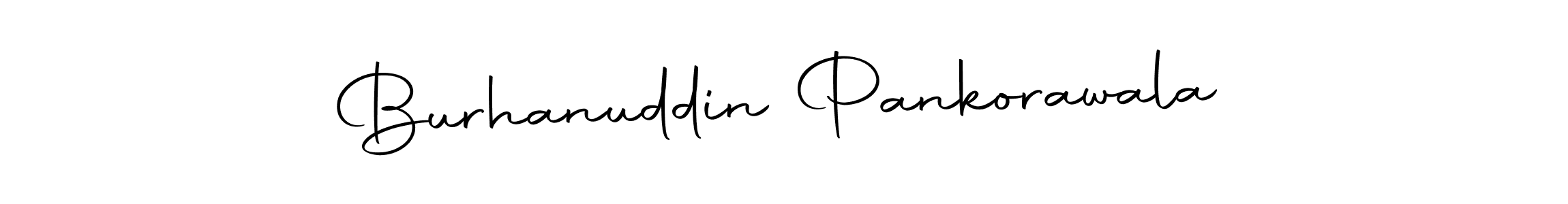 How to make Burhanuddin Pankorawala name signature. Use Autography-DOLnW style for creating short signs online. This is the latest handwritten sign. Burhanuddin Pankorawala signature style 10 images and pictures png