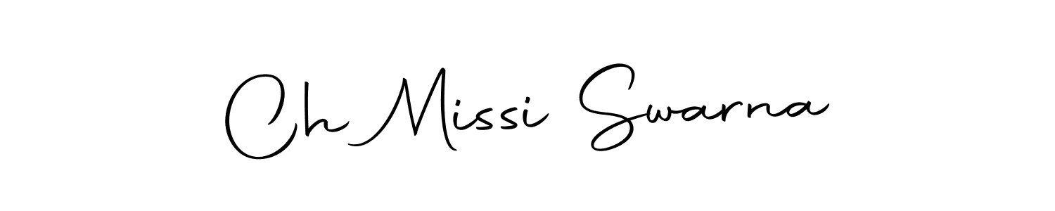 The best way (Autography-DOLnW) to make a short signature is to pick only two or three words in your name. The name Ch Missi Swarna include a total of six letters. For converting this name. Ch Missi Swarna signature style 10 images and pictures png
