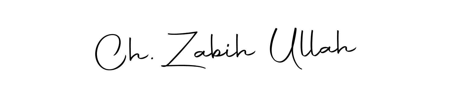 How to make Ch. Zabih Ullah name signature. Use Autography-DOLnW style for creating short signs online. This is the latest handwritten sign. Ch. Zabih Ullah signature style 10 images and pictures png
