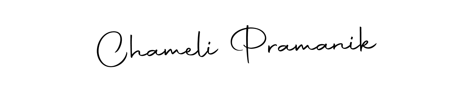 How to make Chameli Pramanik name signature. Use Autography-DOLnW style for creating short signs online. This is the latest handwritten sign. Chameli Pramanik signature style 10 images and pictures png