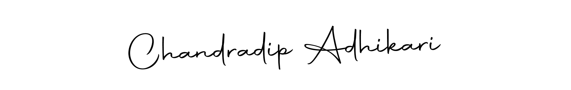 How to make Chandradip Adhikari name signature. Use Autography-DOLnW style for creating short signs online. This is the latest handwritten sign. Chandradip Adhikari signature style 10 images and pictures png