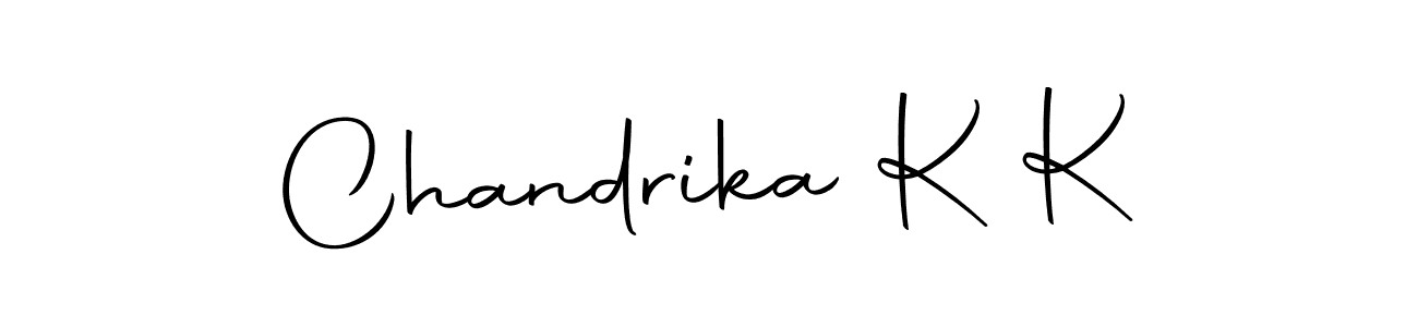Use a signature maker to create a handwritten signature online. With this signature software, you can design (Autography-DOLnW) your own signature for name Chandrika K K. Chandrika K K signature style 10 images and pictures png