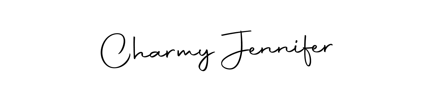 How to make Charmy Jennifer name signature. Use Autography-DOLnW style for creating short signs online. This is the latest handwritten sign. Charmy Jennifer signature style 10 images and pictures png