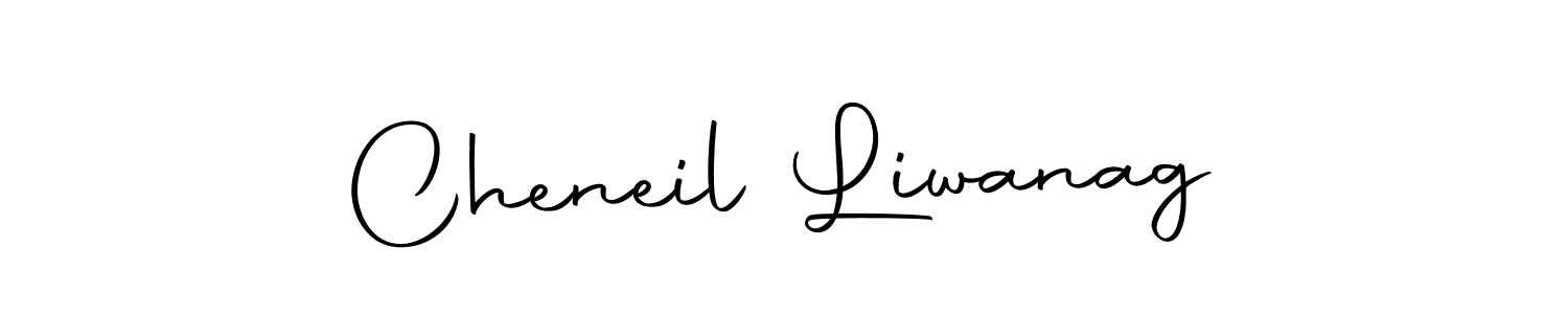 How to make Cheneil Liwanag name signature. Use Autography-DOLnW style for creating short signs online. This is the latest handwritten sign. Cheneil Liwanag signature style 10 images and pictures png