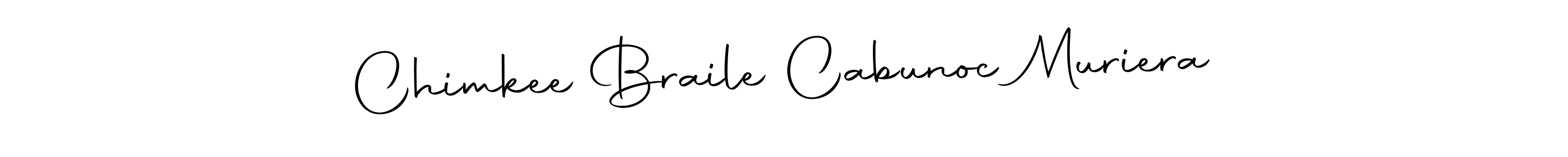 Make a beautiful signature design for name Chimkee Braile Cabunoc Muriera. With this signature (Autography-DOLnW) style, you can create a handwritten signature for free. Chimkee Braile Cabunoc Muriera signature style 10 images and pictures png