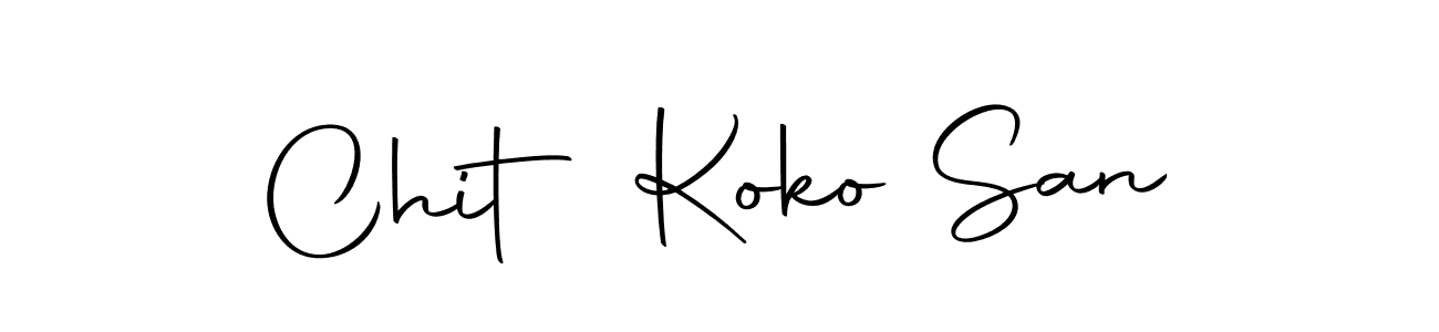 The best way (Autography-DOLnW) to make a short signature is to pick only two or three words in your name. The name Chit Koko San include a total of six letters. For converting this name. Chit Koko San signature style 10 images and pictures png