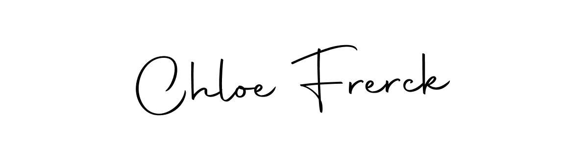 How to make Chloe Frerck name signature. Use Autography-DOLnW style for creating short signs online. This is the latest handwritten sign. Chloe Frerck signature style 10 images and pictures png