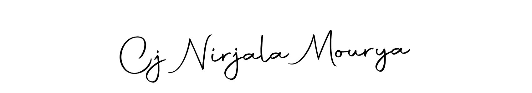 How to make Cj Nirjala Mourya name signature. Use Autography-DOLnW style for creating short signs online. This is the latest handwritten sign. Cj Nirjala Mourya signature style 10 images and pictures png