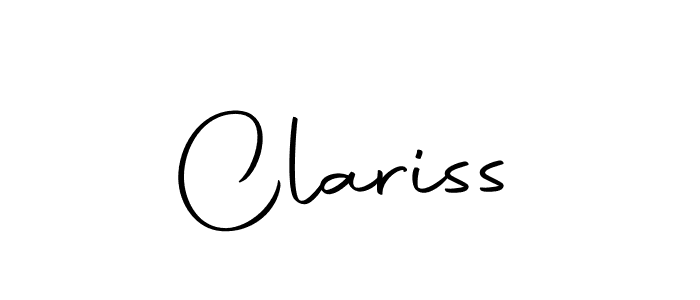 Use a signature maker to create a handwritten signature online. With this signature software, you can design (Autography-DOLnW) your own signature for name Clariss. Clariss signature style 10 images and pictures png