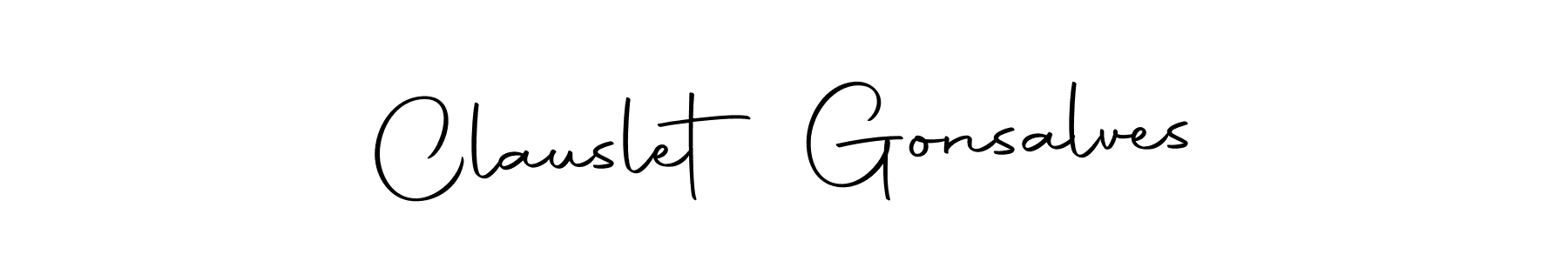 How to make Clauslet Gonsalves name signature. Use Autography-DOLnW style for creating short signs online. This is the latest handwritten sign. Clauslet Gonsalves signature style 10 images and pictures png