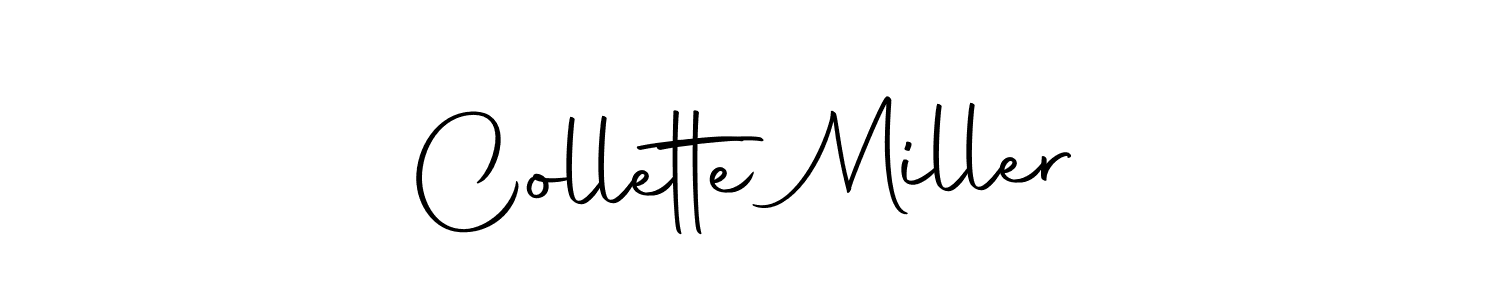 How to make Collette Miller name signature. Use Autography-DOLnW style for creating short signs online. This is the latest handwritten sign. Collette Miller signature style 10 images and pictures png