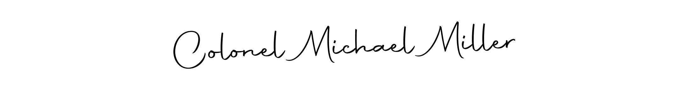 How to make Colonel Michael Miller name signature. Use Autography-DOLnW style for creating short signs online. This is the latest handwritten sign. Colonel Michael Miller signature style 10 images and pictures png
