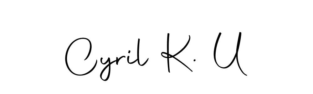 You should practise on your own different ways (Autography-DOLnW) to write your name (Cyril K. U) in signature. don't let someone else do it for you. Cyril K. U signature style 10 images and pictures png