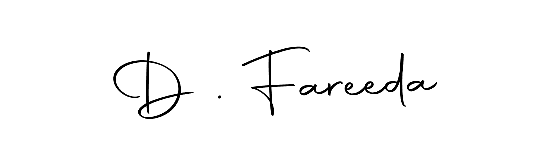 Design your own signature with our free online signature maker. With this signature software, you can create a handwritten (Autography-DOLnW) signature for name D . Fareeda. D . Fareeda signature style 10 images and pictures png