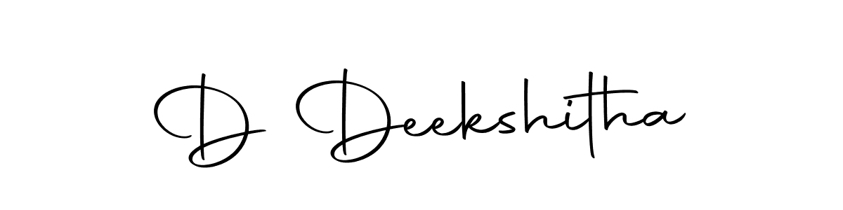 Also we have D Deekshitha name is the best signature style. Create professional handwritten signature collection using Autography-DOLnW autograph style. D Deekshitha signature style 10 images and pictures png