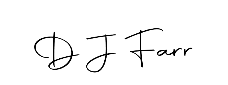 How to make D J Farr name signature. Use Autography-DOLnW style for creating short signs online. This is the latest handwritten sign. D J Farr signature style 10 images and pictures png