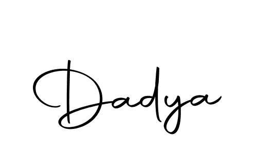 Use a signature maker to create a handwritten signature online. With this signature software, you can design (Autography-DOLnW) your own signature for name Dadya. Dadya signature style 10 images and pictures png