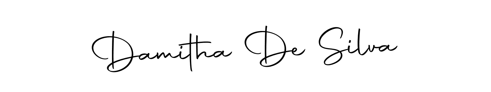 How to make Damitha De Silva name signature. Use Autography-DOLnW style for creating short signs online. This is the latest handwritten sign. Damitha De Silva signature style 10 images and pictures png