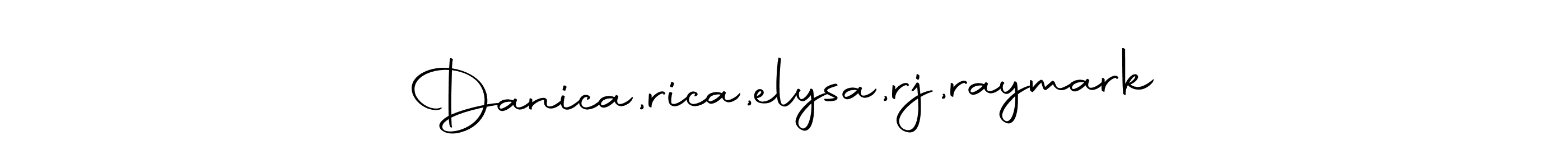 It looks lik you need a new signature style for name Danica,rica,elysa,rj,raymark. Design unique handwritten (Autography-DOLnW) signature with our free signature maker in just a few clicks. Danica,rica,elysa,rj,raymark signature style 10 images and pictures png