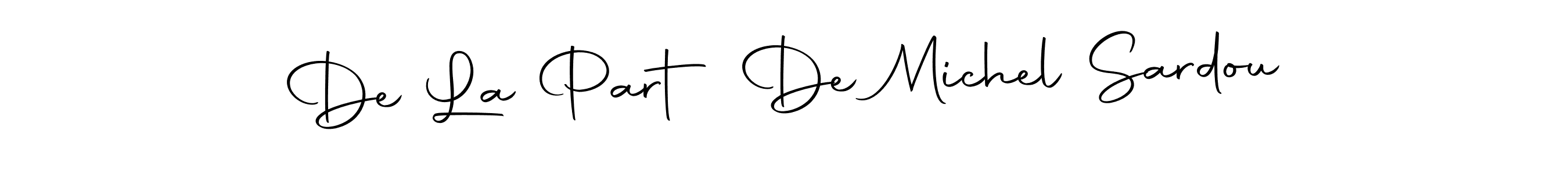 This is the best signature style for the De La Part De Michel Sardou name. Also you like these signature font (Autography-DOLnW). Mix name signature. De La Part De Michel Sardou signature style 10 images and pictures png