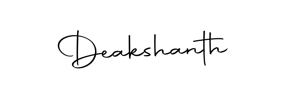 You can use this online signature creator to create a handwritten signature for the name Deakshanth. This is the best online autograph maker. Deakshanth signature style 10 images and pictures png