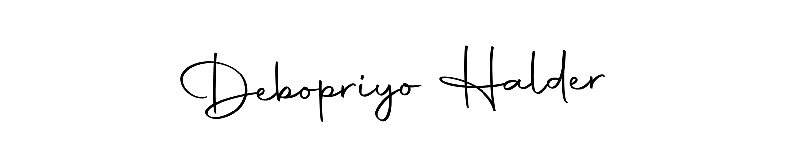 How to make Debopriyo Halder name signature. Use Autography-DOLnW style for creating short signs online. This is the latest handwritten sign. Debopriyo Halder signature style 10 images and pictures png
