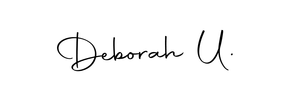 How to make Deborah U. name signature. Use Autography-DOLnW style for creating short signs online. This is the latest handwritten sign. Deborah U. signature style 10 images and pictures png