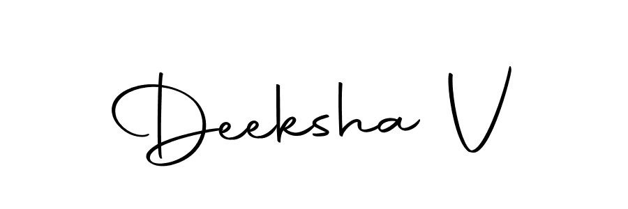 Create a beautiful signature design for name Deeksha V. With this signature (Autography-DOLnW) fonts, you can make a handwritten signature for free. Deeksha V signature style 10 images and pictures png