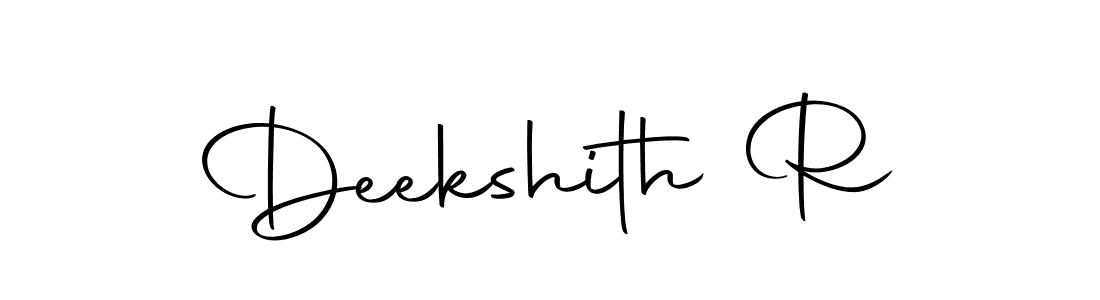 You can use this online signature creator to create a handwritten signature for the name Deekshith R. This is the best online autograph maker. Deekshith R signature style 10 images and pictures png