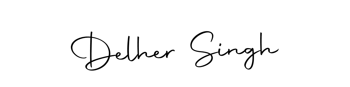 How to make Delher Singh name signature. Use Autography-DOLnW style for creating short signs online. This is the latest handwritten sign. Delher Singh signature style 10 images and pictures png