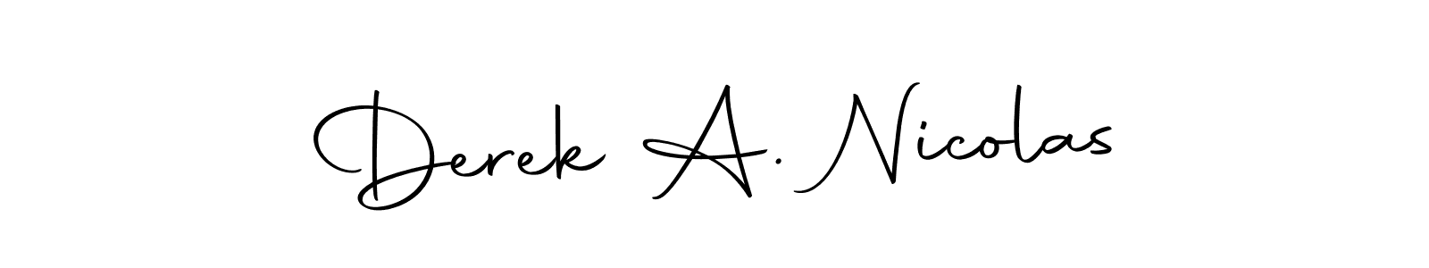 How to make Derek A. Nicolas name signature. Use Autography-DOLnW style for creating short signs online. This is the latest handwritten sign. Derek A. Nicolas signature style 10 images and pictures png
