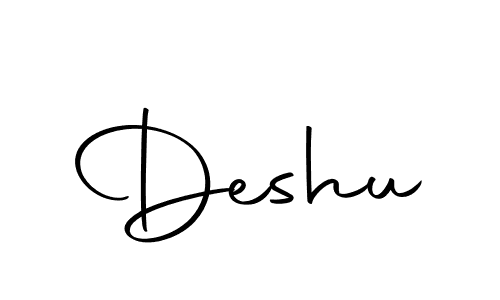 Use a signature maker to create a handwritten signature online. With this signature software, you can design (Autography-DOLnW) your own signature for name Deshu. Deshu signature style 10 images and pictures png