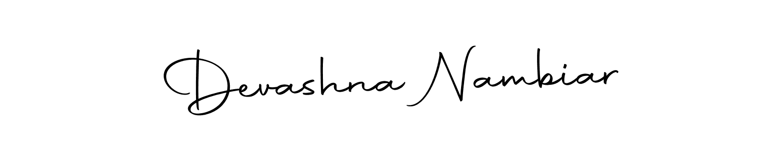 How to make Devashna Nambiar name signature. Use Autography-DOLnW style for creating short signs online. This is the latest handwritten sign. Devashna Nambiar signature style 10 images and pictures png