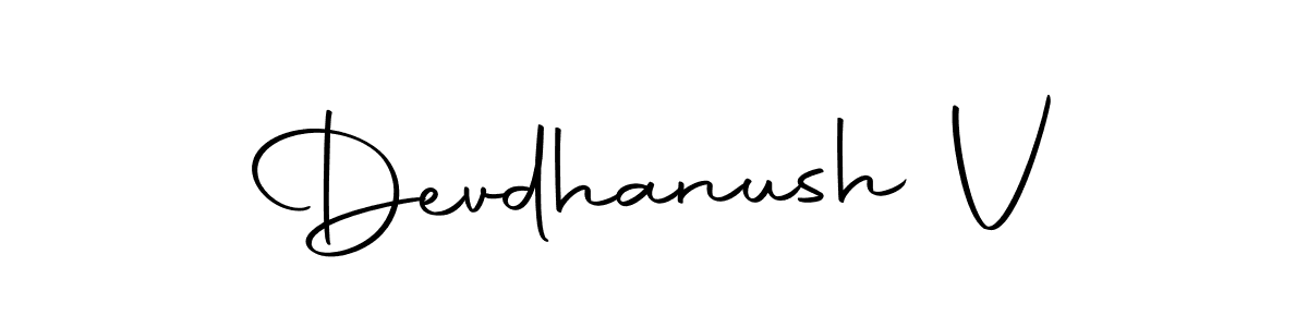 Use a signature maker to create a handwritten signature online. With this signature software, you can design (Autography-DOLnW) your own signature for name Devdhanush V. Devdhanush V signature style 10 images and pictures png