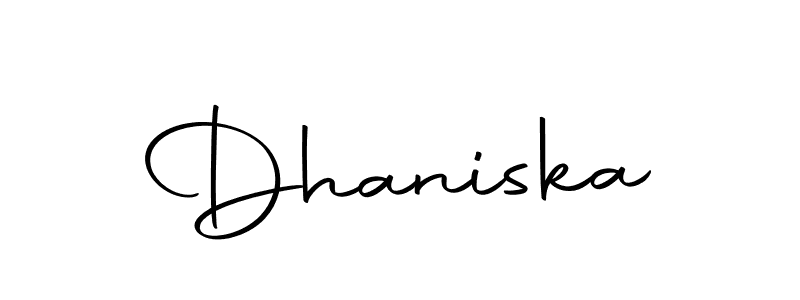 Use a signature maker to create a handwritten signature online. With this signature software, you can design (Autography-DOLnW) your own signature for name Dhaniska. Dhaniska signature style 10 images and pictures png