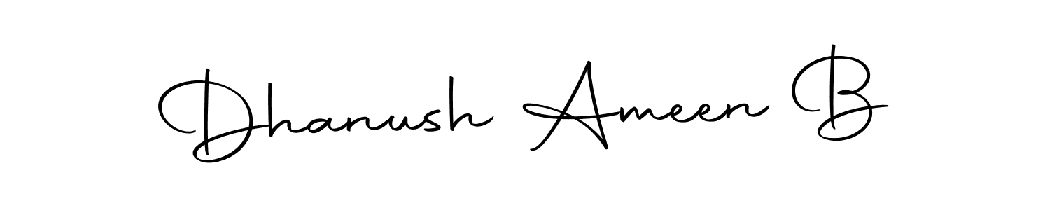 You should practise on your own different ways (Autography-DOLnW) to write your name (Dhanush Ameen B) in signature. don't let someone else do it for you. Dhanush Ameen B signature style 10 images and pictures png