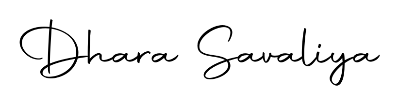The Autography-DOLnW typeface gives name Dhara Savaliya a refined look. Suitable for certificates, diplomas, and official verification. Dhara Savaliya signature style 10 images and pictures png