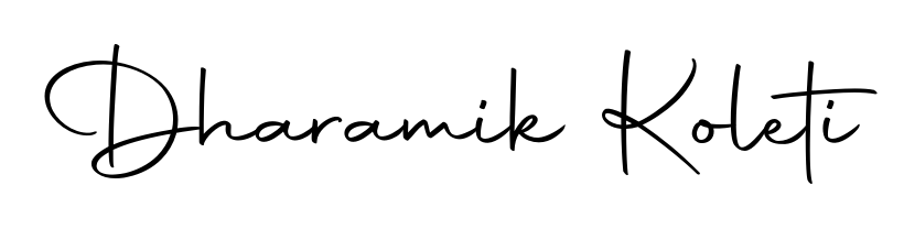 Download transparent PNG signature for name Dharamik Koleti styled with Autography-DOLnW font. Ready to paste directly into PDF and Word agreements. Dharamik Koleti signature style 10 images and pictures png