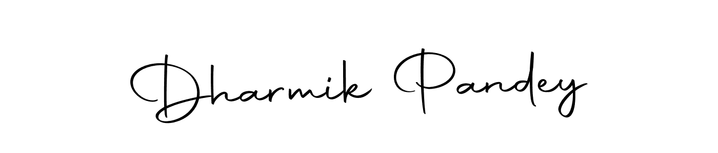How to make Dharmik Pandey name signature. Use Autography-DOLnW style for creating short signs online. This is the latest handwritten sign. Dharmik Pandey signature style 10 images and pictures png