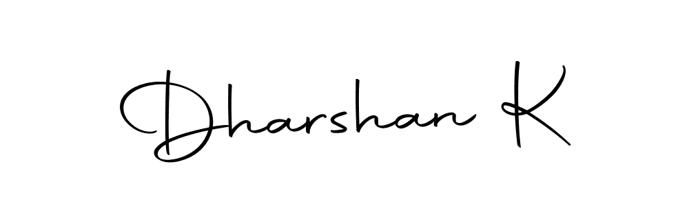 The best way (Autography-DOLnW) to make a short signature is to pick only two or three words in your name. The name Dharshan K include a total of six letters. For converting this name. Dharshan K signature style 10 images and pictures png