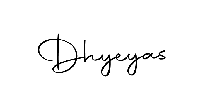 Make a beautiful signature design for name Dhyeyas. With this signature (Autography-DOLnW) style, you can create a handwritten signature for free. Dhyeyas signature style 10 images and pictures png