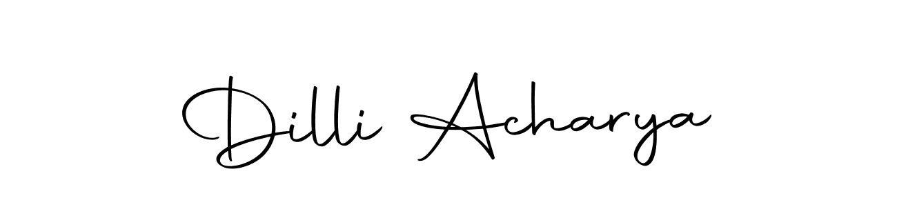 How to make Dilli Acharya name signature. Use Autography-DOLnW style for creating short signs online. This is the latest handwritten sign. Dilli Acharya signature style 10 images and pictures png